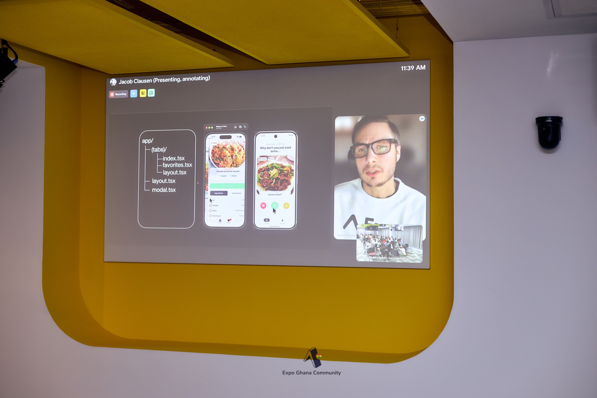 A developer presenting a mobile app demo